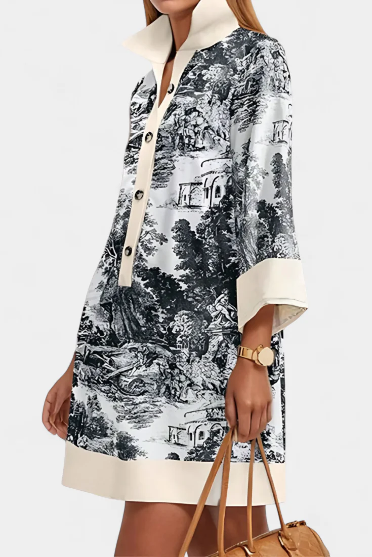 Wilma Vestido Camisero Estampado Paisaje