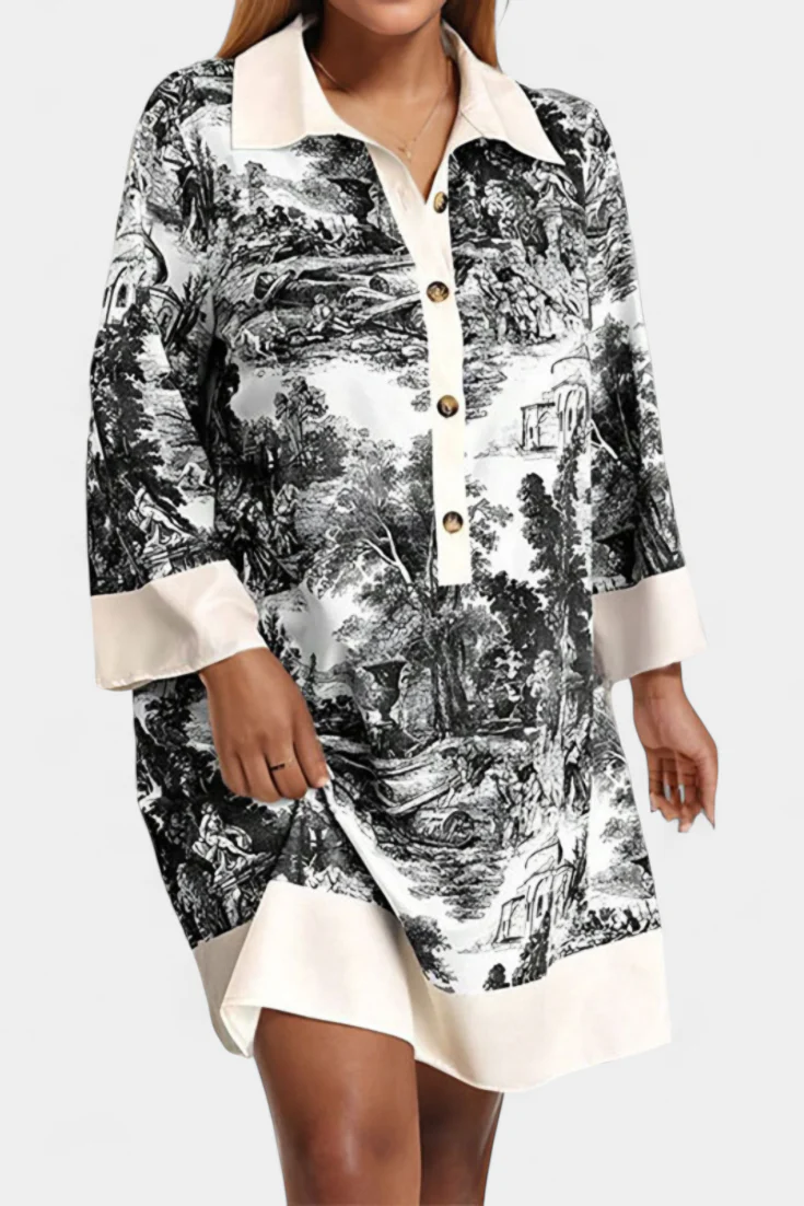 Wilma Vestido Camisero Estampado Paisaje - Image 3