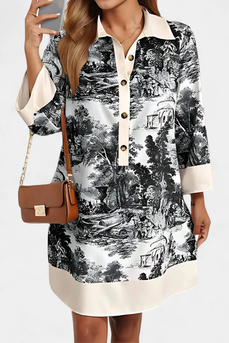 Wilma Vestido Camisero Estampado Paisaje - Image 4