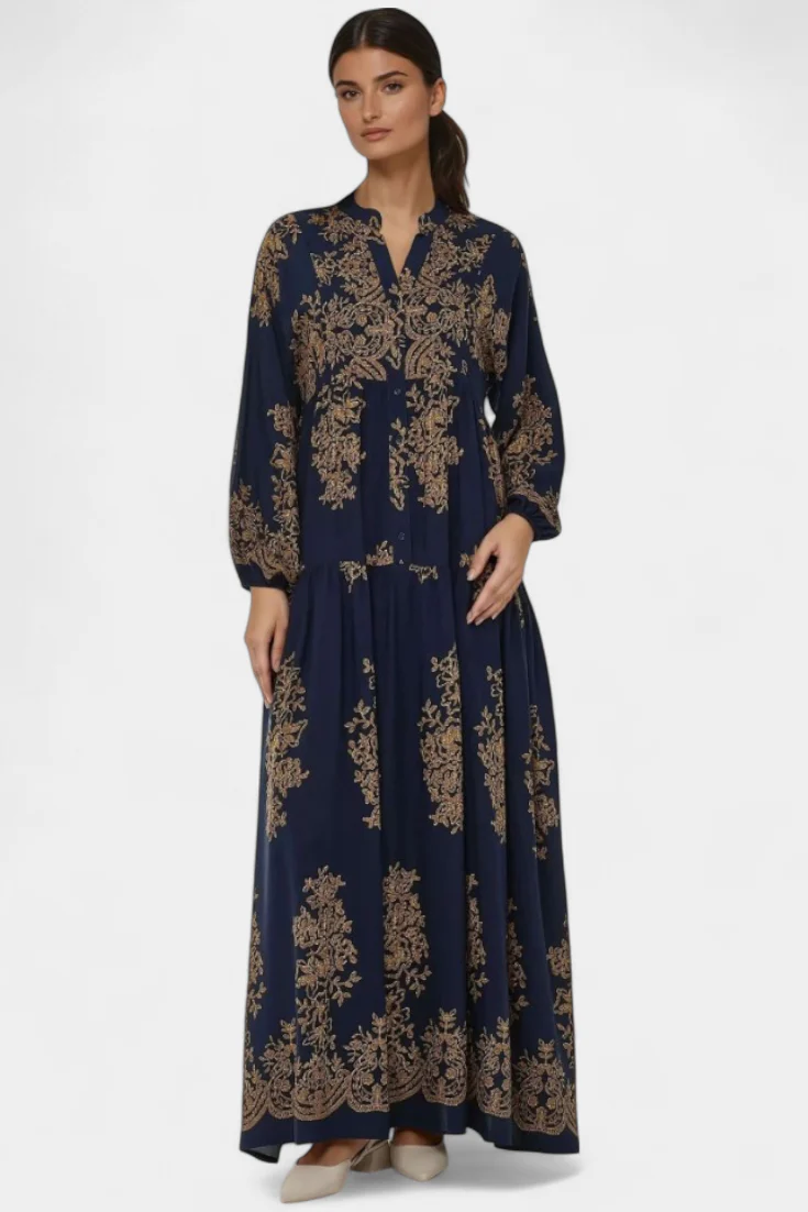 Yaiza Vestido Maxi con Aire Bohemio y Estampado Vintage - Image 2
