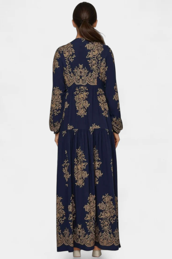 Yaiza Vestido Maxi con Aire Bohemio y Estampado Vintage - Image 3