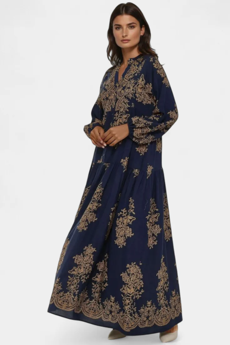 Yaiza Vestido Maxi con Aire Bohemio y Estampado Vintage - Image 4