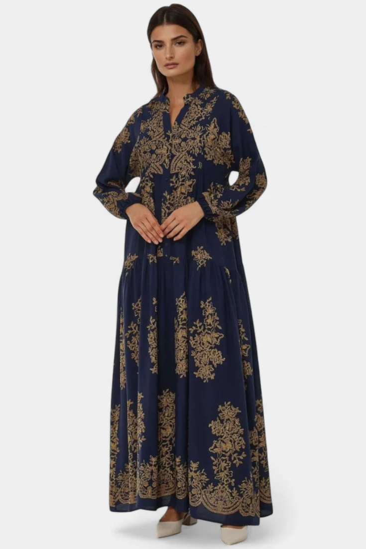 Yaiza Vestido Maxi con Aire Bohemio y Estampado Vintage - Image 7