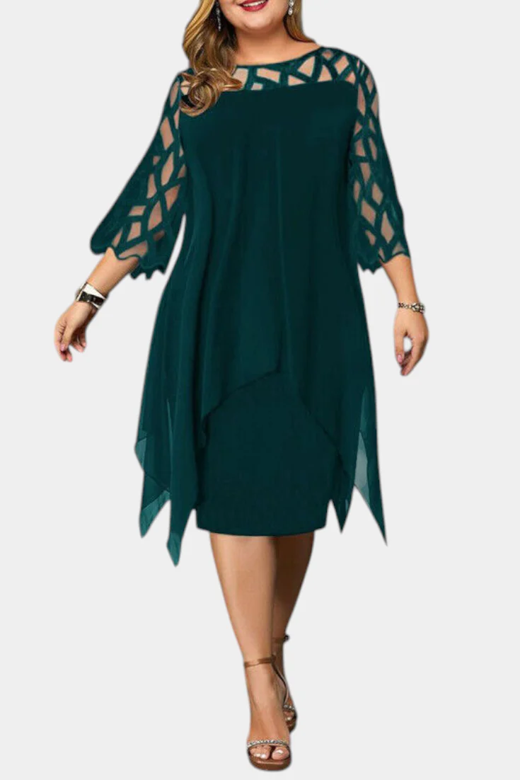 Yana Vestido Talla Grande con Mangas de Encaje - Image 11