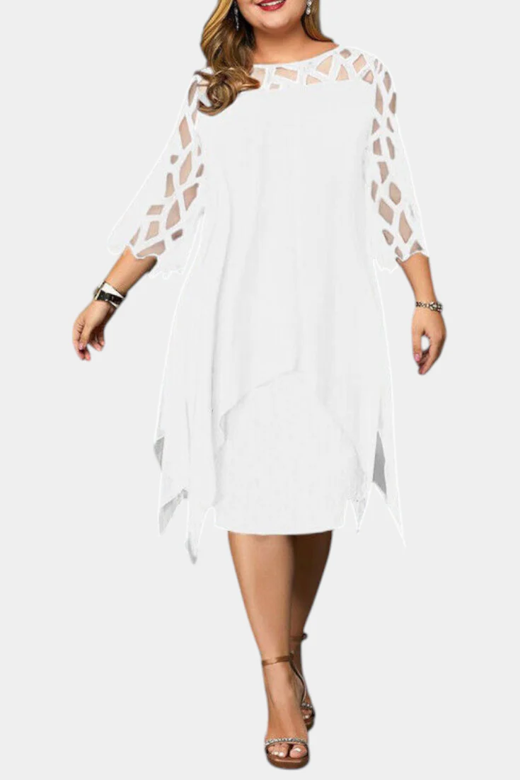 Yana Vestido Talla Grande con Mangas de Encaje - Image 12