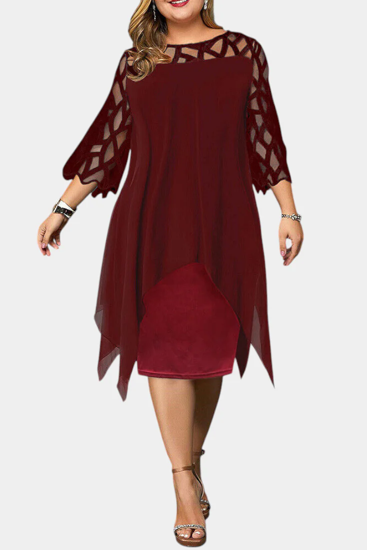 Yana Vestido Talla Grande con Mangas de Encaje - Image 9