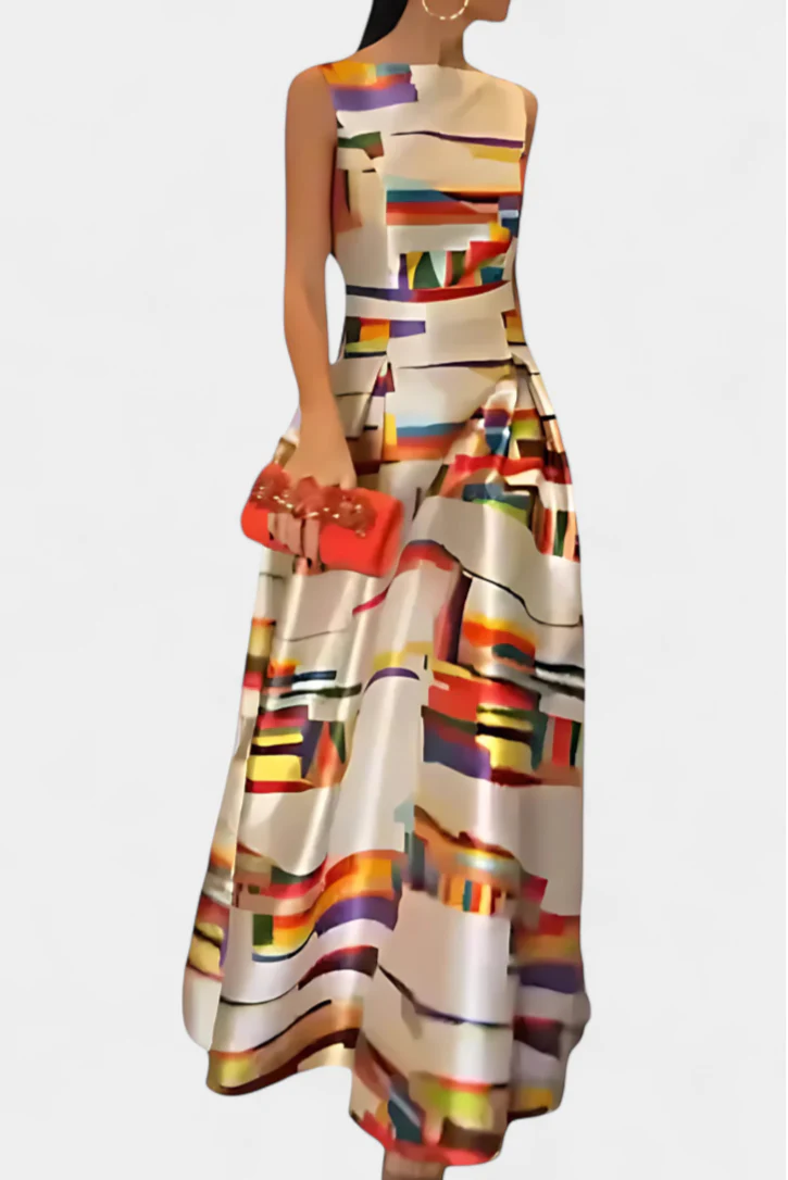 Zara Vestido con Espalda Descubierta y Estampado Artístico